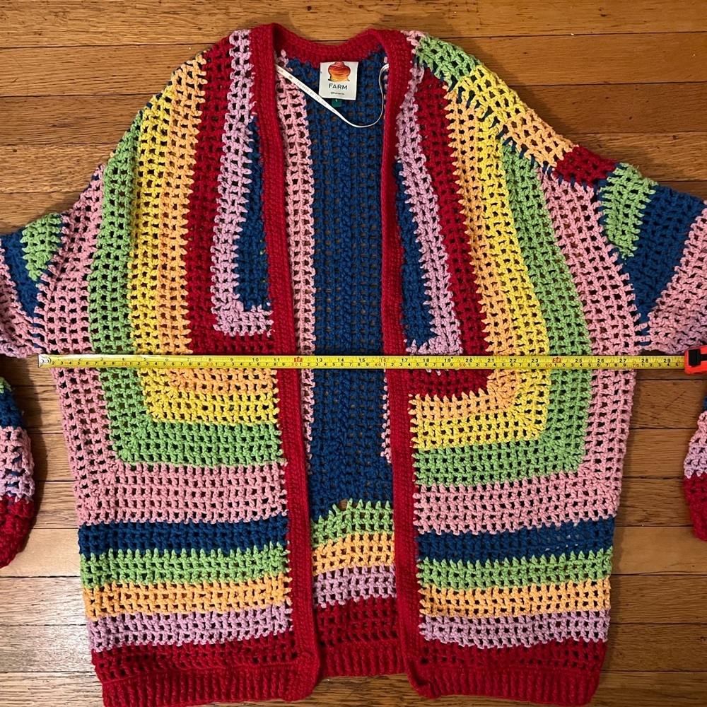 Farm Rio Colorful Crochet Cardigan Sweater . Like new condition. - Picture 6 of 7